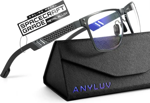 Vista 13 de ANYLUV Blue Light Blocking Glasses Men Computer Gaming Glasses Lightweight Al-Mg Metal Anti Eyestrain Eye Protection
