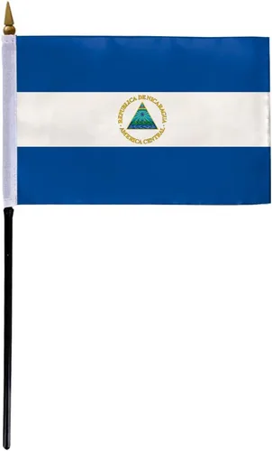 Vista 5 de AGAS - Bandera de automóvil de Nicaragua de alta calidad de 10.5 x 15 pulgadas, impresa de doble cara en tela de poliéster súper punto, doble