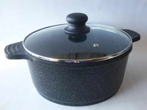 Vista 2 de Ceramic Marble Coated Cast Aluminium 2.5 qt. Stockpot Non Stick Cookware (20 cm diameter)
