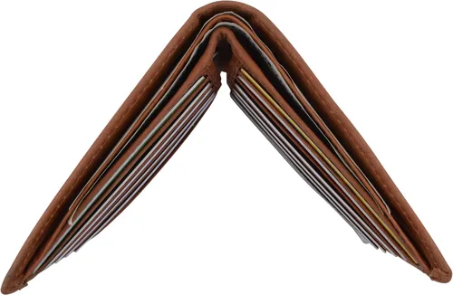 Vista 4 de Cartera Bifold Hipster para Tarjetas de Crédito con Bloqueo RFID de Piel de Cordero Premium, Antiguo, medio, Bifold