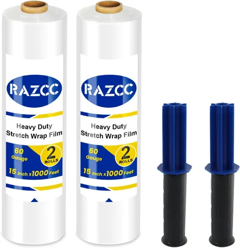 Vista 8 de RAZCC - Película elástica, envoltura elástica de fuerza industrial para envoltura de paletas, envoltura de plástico transparente resistente