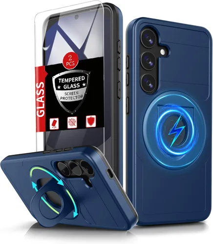 Vista 22 de Funda para Samsung Galaxy S21 FE con 2 protectores de pantalla de vidrio templado, funda con función atril para Samsung Galaxy S21FE con cubierta