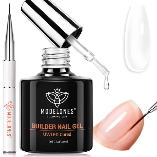 Vista 14 de modelones 2pcs 0.5 fl oz 10 in One X Nail Gel Pegamento Gel Base Coat Brush D-transparente-2