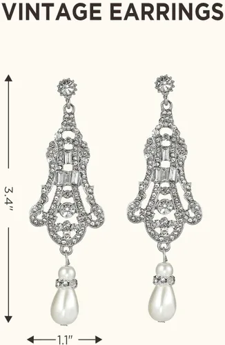 Vista 4 de BABEYOND 1920s Flapper Accessories Set Gatsby Costume Accessories 20s Flapper Headband Pearl Necklace Gloves Holder
