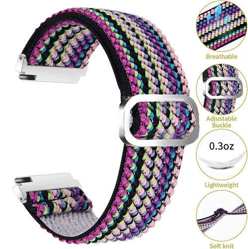 Vista 7 de Compatible con SOMTLERK A221, correa de repuesto ajustable de nailon elástico Lamshaw para hombres y mujeres, compatible con relojes inteligentes