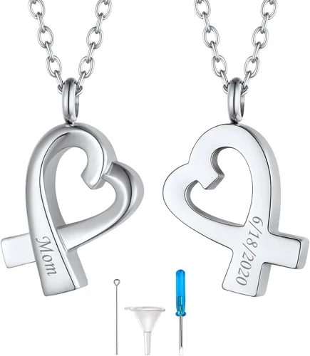 Vista 279 de FindChic Collares personalizados con urna para cenizas, barra vertical, gato, luna, reloj de arena, garra de perro, acero inoxidable, chapado en oro