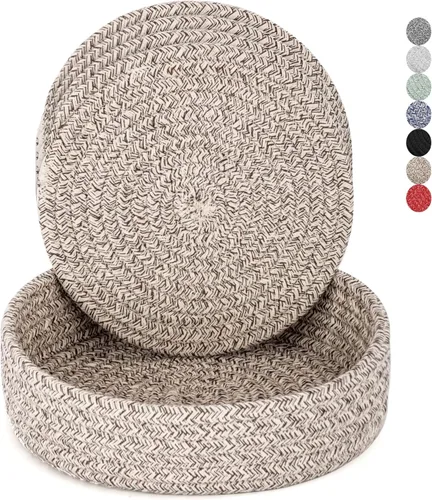 Vista 13 de Salvamanteles para platos calientes, ollas y sartenes, almohadillas calientes con cesta de almacenamiento, soportes para ollas para cocina, tapete