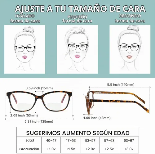 Vista 4 de Gafas de lectura bifocales para mujer, luz azul, lectores de computadora, parte superior transparente, marco de ojo de gato, elegante, moda