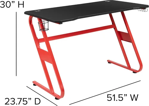 Vista 6 de Flash Furniture - Juego de escritorio para juegos y sillas reclinables de color blanco y negro con soporte para taza y gancho para auriculares.