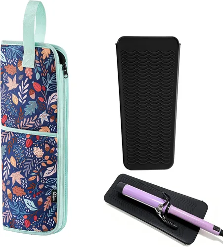 Vista 7 de WK IEASON Bolsa de viaje para herramientas para el cabello con alfombrilla A cuandros negros