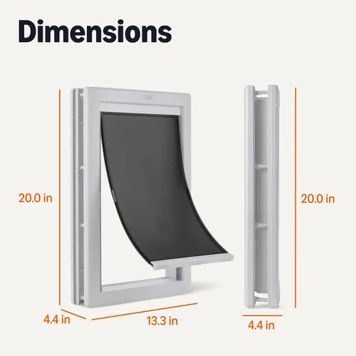 Vista 5 de Amazon Basics Puerta de plástico ajustable para perros y gatos con fácil instalación, grande, 20.00 x 13.31 x 4.45 pulgadas, blanco y gris