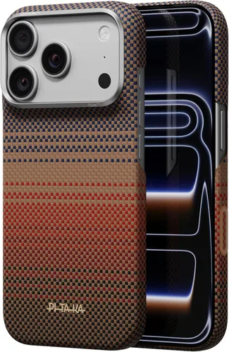 Vista 25 de pitaka Funda para iPhone Pro de 6.3" con sensación sin funda, azul abismo Abyss Blue (Argyle)