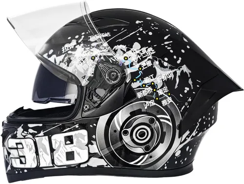 Vista 7 de Cascos de motocicleta de cara completa para adultos, doble visión, moto de calle, carreras, motocicleta ADV, ciclomotor, casco para hombres y Gris