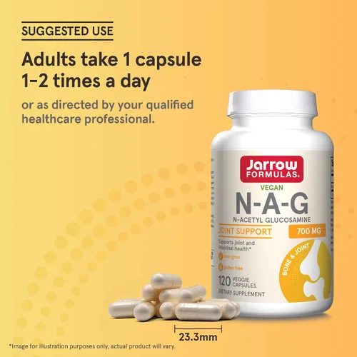Vista 7 de Jarrow Formulas N-A-G 700 mg, N-acetil glucosamina, forma acetilada de glucosamina para soporte óseo y articular, 120 cápsulas vegetales, hasta 120