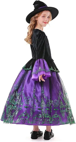 Vista 5 de JUST FOR PARTY Kids Witch Costume for Girls Halloween Costumes,Halloween Costumes Witch Costume for Girls