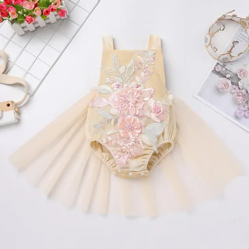 Vista 53 de Traje de bebé niña primer cumpleaños traje de encaje tul mameluco princesa tutú vestido de un año cumpleaños pastel Smash fotografía ropa