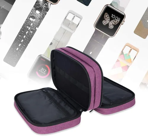 Vista 5 de PACMAXI 84 correas de reloj, funda de transporte compatible con relojes, soporte de correa de reloj expandible, almacena 84 correas para la mayoría