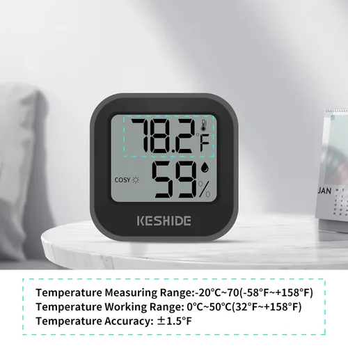 Vista 3 de Termómetro higrómetro digital para temperatura ambiente, medidor de humedad, termómetro interior, calibración de precisión, sensor de temperatura