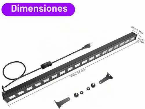 Vista 5 de Barra negra de luces, de OPPSK, cono 9 LEDs de 3 W, luz negra, negro metálico