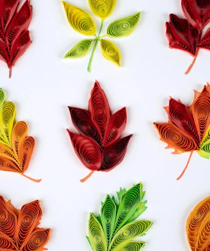 Vista 3 de Quilling Card Tarjeta de felicitación hecha a mano con hojas de follaje de otoño – Tarjeta en blanco de 6 x 6 pulgadas con sobre, verificado