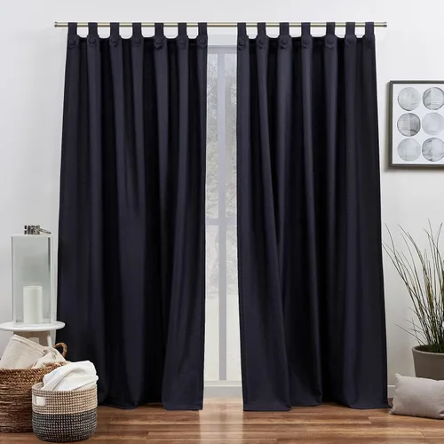 Vista 11 de Exclusive Home Curtains Loha Tuxedo - Par de paneles de cortinas con pestaña superior, 54 x 84 pulgadas, perla negra