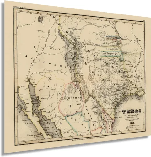 Vista 7 de HISTORIX Mapa vintage de Texas 1846, mapa vintage de Texas de 18 x 24 pulgadas, mapa antiguo del estado de Texas, mapa histórico de Texas, mapa