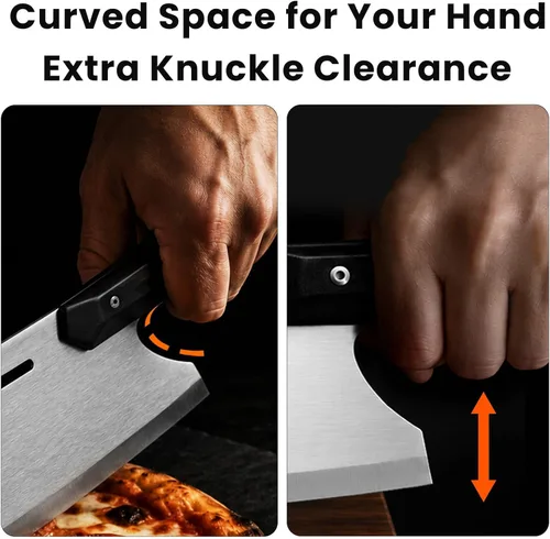 Vista 3 de Cortador de pizza, cuchillo curvado para pizza de 13 pulgadas con asas Negro