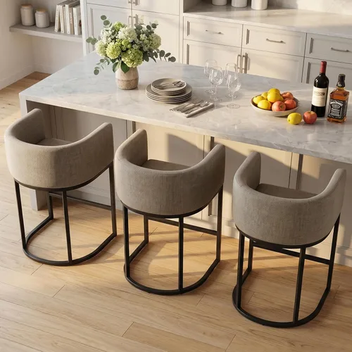 Vista 17 de Juego de 3 taburetes de bar de altura de mostrador, taburetes modernos para comedor, taburetes de bar de 24 pulgadas para isla de cocina, taburete