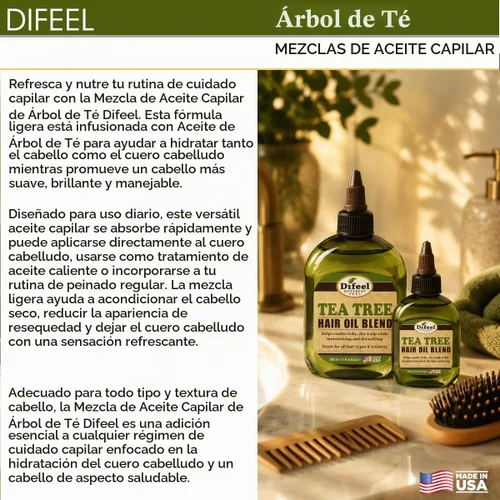 Vista 4 de Difeel Mezcla de aceite para el cabello de árbol de té, tamaño de viaje, 2.5 onzas (paquete de 3)