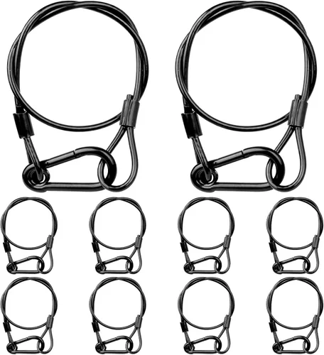 Vista 11 de Cable de seguridad de iluminación con bucles (paquete de 6), cable de seguridad de luz de etapa de carga de 55.1 lbs, cadena de seguridad negra