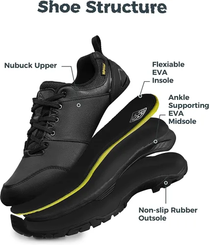 Vista 5 de Wantdo Zapatos de senderismo impermeables para hombre, botas de senderismo de corte bajo, zapatos de trabajo sin cordones, tenis de senderismo