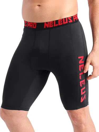 Vista 2 de NELEUS Paquete de 3 pantalones cortos de compresión para correr con bolsillos para hombre