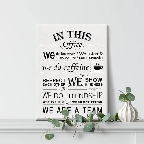 Vista 5 de Arte inspirador de pared de oficina en esta oficina con cita en lienzo impresiones para decoración de pared enmarcado, regalos motivacionales