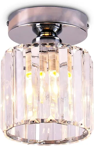 Vista 6 de FRIXCHUR Candelabro Pequeño de Cristal Lámpara de Techo Semi Empotrada Accesorio de Iluminación de Techo Lámpara de Techo Moderna de Cristal