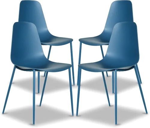 Vista 22 de Poly & BARK Isla - Juego de 4 sillas de cocina modernas, sillas de comedor de plástico con patas de metal, montaje rápido, sillas simples de café
