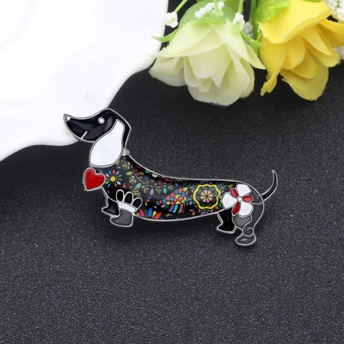 Vista 4 de DUOWEI - Broche para perro salchicha esmaltado, diseño de perro salchicha