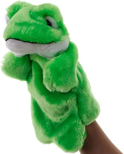 Vista 2 de Títeres de peluche de rana, marionetas de mano, juguetes para niños, imaginativo, juego de simulación, narración de cuentos, verde