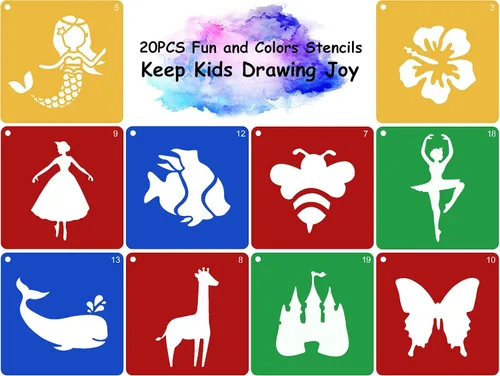Vista 4 de 20 plantillas para niños para pintar plantillas de tiza de 8 pulgadas