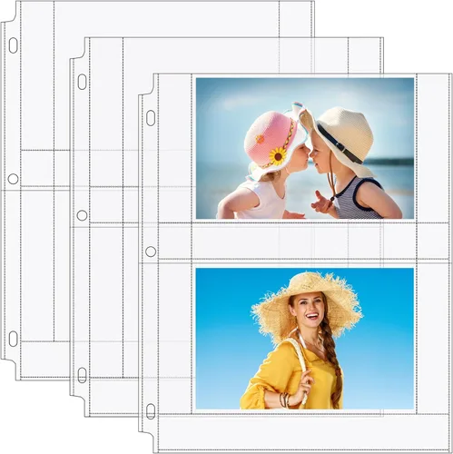 Vista 16 de MaxGear Paquete de 30 fundas de fotos de 3.5 x 5 para carpeta de 3 anillos (240 imágenes), protectores de páginas de archivo de alta resistencia