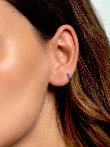 Vista 2 de SWEETV Aretes de aro de plata de ley 925 para mujeres y niñas, pequeños aretes de aro para cartílago