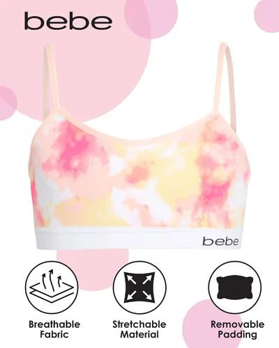 Vista 2 de bebe Sujetador deportivo de entrenamiento sin costuras para niña con almohadillas extraíbles (paquete de 4)