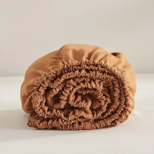 Vista 14 de Simple&Opulence Sábana bajera ajustable de lino (1 pieza), funda de colchón de 14 pulgadas de profundidad, mezcla de algodón natural, suave y Azul
