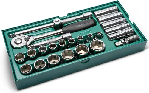 Vista 3 de SATA 25 Pc. 1/2" Dr. 6 Pt. Juego de bandejas de zócalos, SAE - ST09528