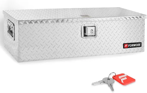Vista 13 de FORWODE Caja de herramientas de aluminio de 20 pulgadas para camión, caja de herramientas con cerradura, caja de almacenamiento impermeable con Negro