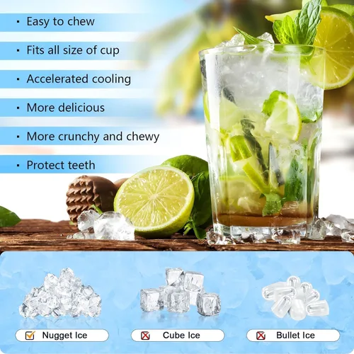 Vista 6 de Antarctic Star Nugget Ice Maker - Máquina de hielo masticable con limpieza automática, fabricación rápida de hielo de 34 libras/24 horas, operación