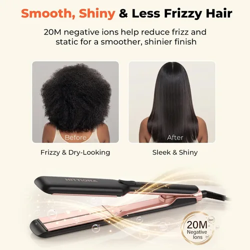 Vista 11 de HITTIONA Plancha de pelo de cerámica de 1.75 pulgadas de ancho para cabello