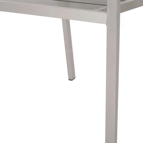 Vista 8 de GDFStudio Silla de comedor de aluminio moderna para exteriores con asiento de madera sintética (juego de 2), gris y plateado