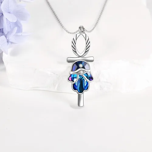 Vista 3 de HUKKUN - Collar con colgante de plata de ley, diseño de alas de ángel, loto, hamsa, fénix, joyería para mujeres y niñas