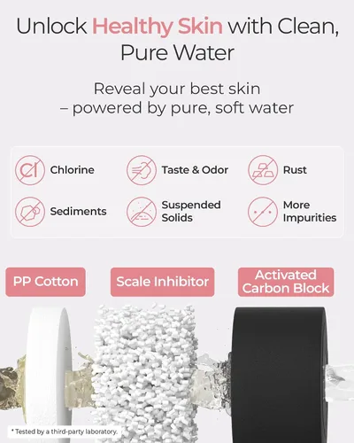 Vista 5 de Waterdrop BFC3-Lite – Filtro de agua para lavado facial, filtro para lavabo de baño para piel, reduce 99% de cloro, limpieza profunda a nanoescala