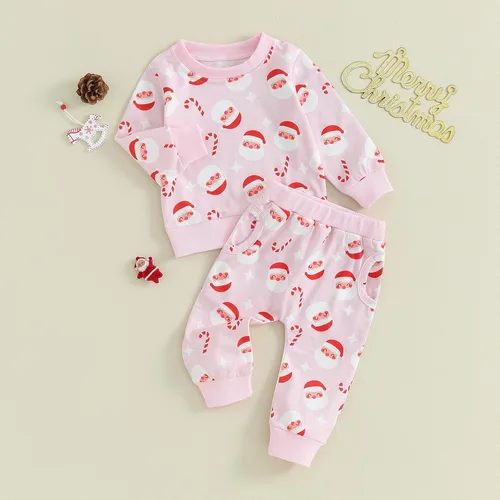 Vista 2 de BemeyourBBs Conjunto de 2 piezas de sudadera de manga larga con estampado lindo para bebé recién nacido de 0-3T